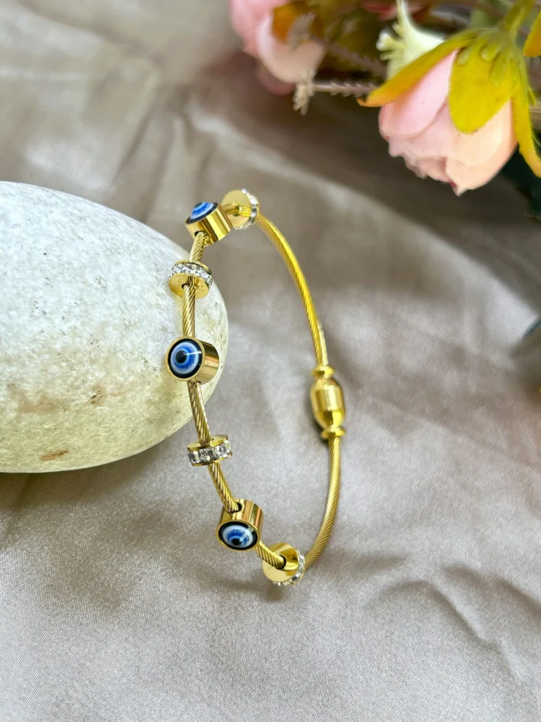 gold plated evil eye bracelet for woman